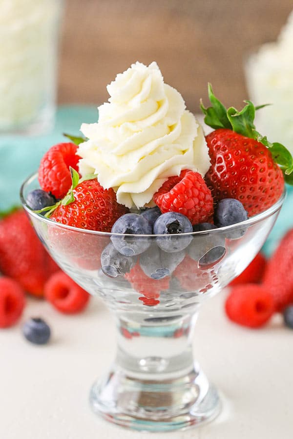 Stabilized Mascarpone Whipped Cream! Perfect for frosting cakes, topping cupcakes or even serving with fruit!