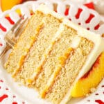 slice of Brown Sugar Layer Cake with Peach Filling