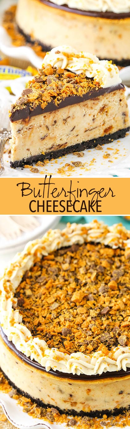 Butterfinger Cheesecake collage of images