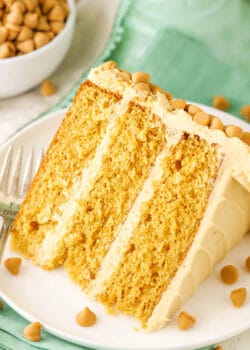 close up of slice of Butterscotch Layer cake