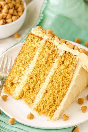 close up of slice of Butterscotch Layer cake