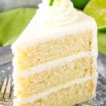 upright slice of Margarita Layer Cake on plate