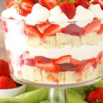 Strawberry Shortcake Trifle in trifle dish