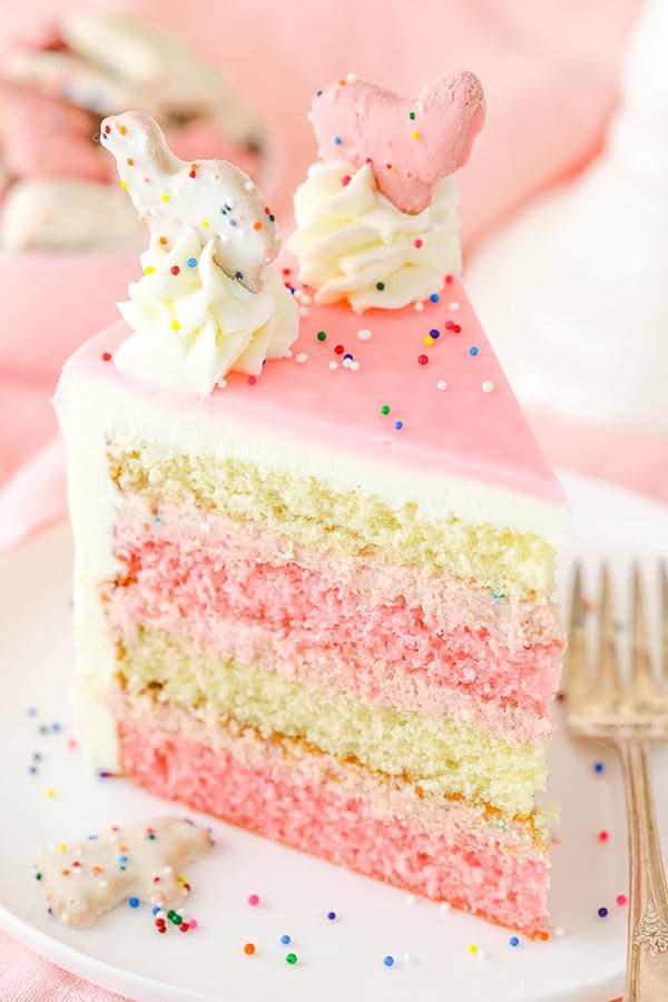 angled view of cake slice on white plate