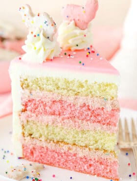 slice of Frosted Circus Animal Cookie Cake