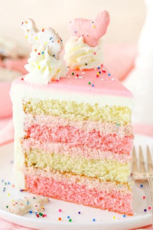 slice of Frosted Circus Animal Cookie Cake