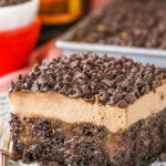 close up of Kahlua Chocolate Poke Cake