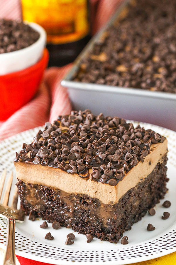 serving of Kahlua Chocolate Poke Cake