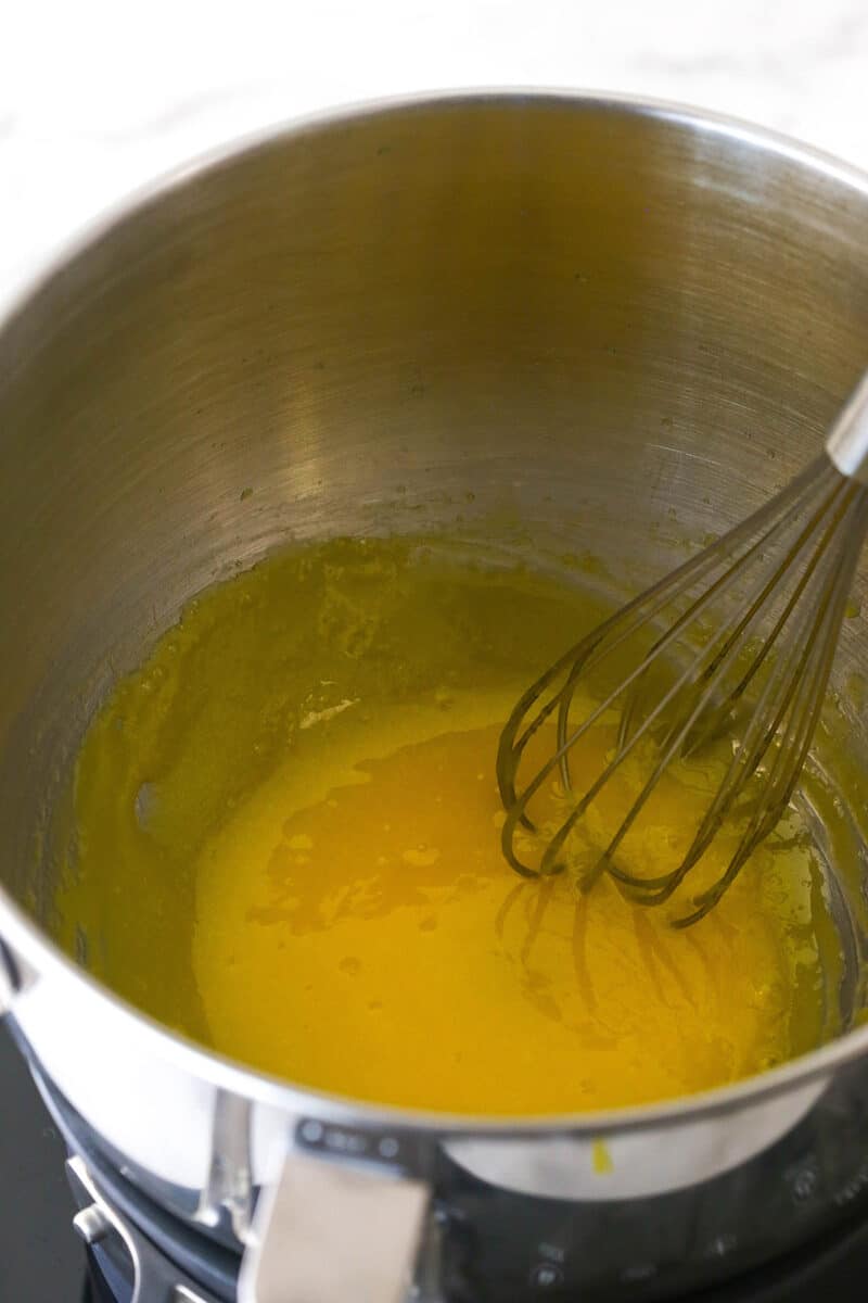 finished/cooked curd in metal bowl