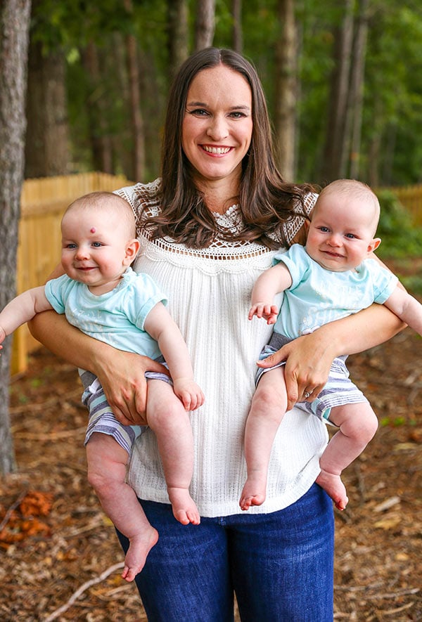 Lindsay holding twins