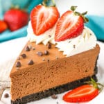 close up image of No Bake Chocolate Cheesecake