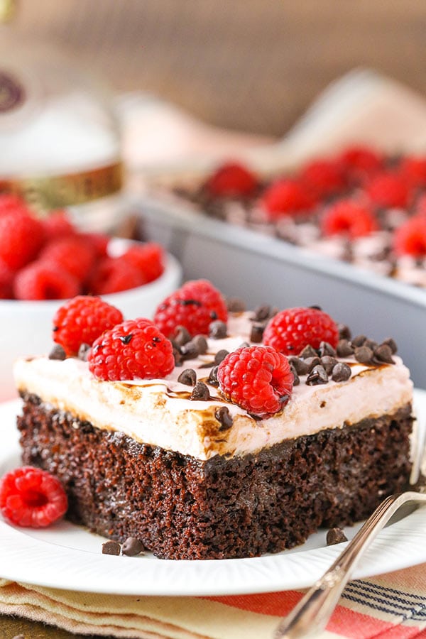 Close up of Poke Cake slice