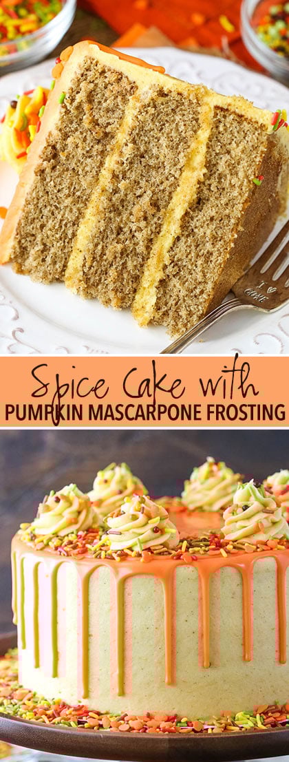 Spice Cake with Pumpkin Mascarpone Buttercream collage.