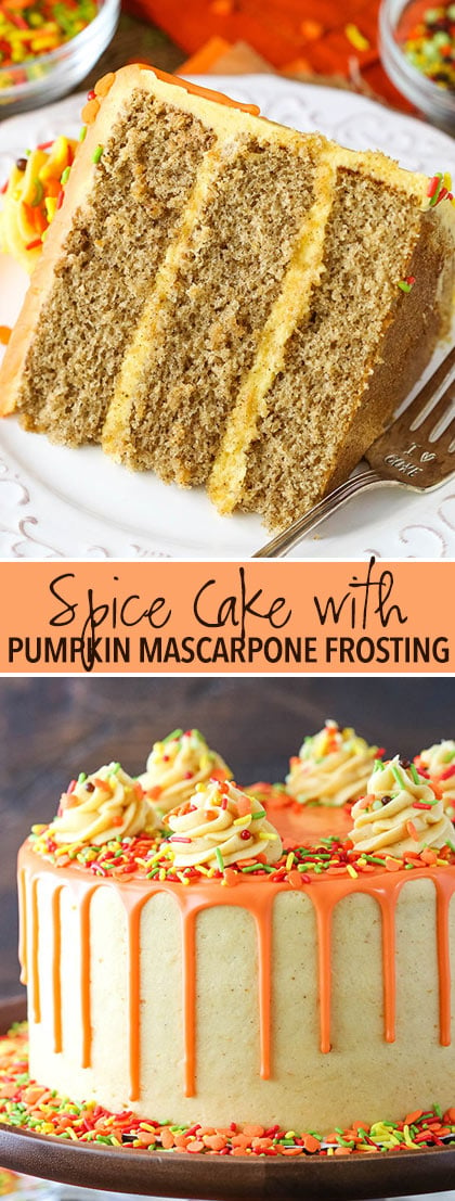 Spice Cake with Pumpkin Mascarpone Buttercream collage