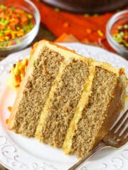 Spice Cake with Pumpkin Mascarpone Buttercream! So moist, delicious and perfect for fall and the holidays!