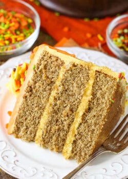 image of Spice Cake with Pumpkin Mascarpone Buttercream on plate