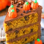 slice of Pumpkin Chocolate Chip Layer Cake