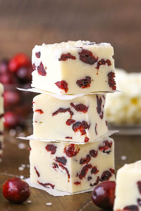 White Chocolate Cranberry Fudge stacked