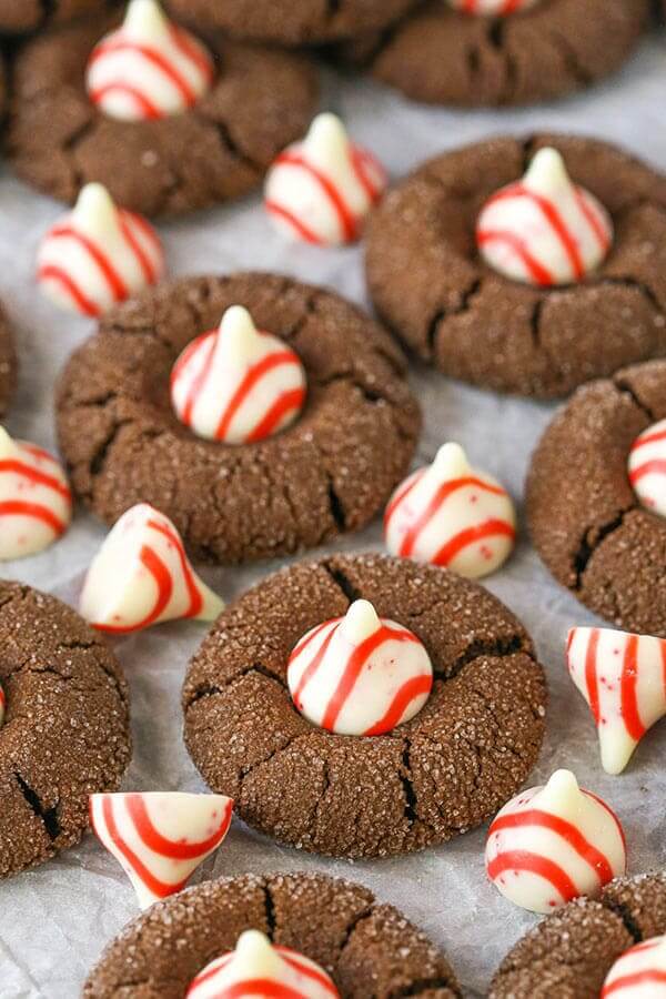 Peppermint Chocolate Thumbprint Cookies