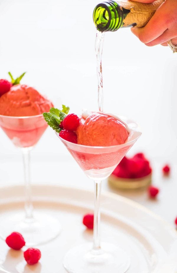 Raspberry Champagne Floats