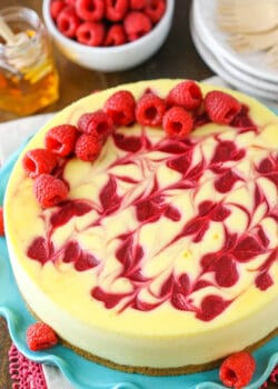 Raspberry Goat Cheese Cheesecake Recipe | Easy Swirl Cheesecake