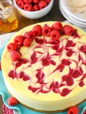 Raspberry Goat Cheese Cheesecake Recipe | Easy Swirl Cheesecake