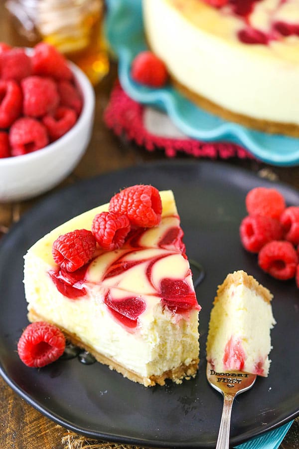 cheesecake with bite on fork