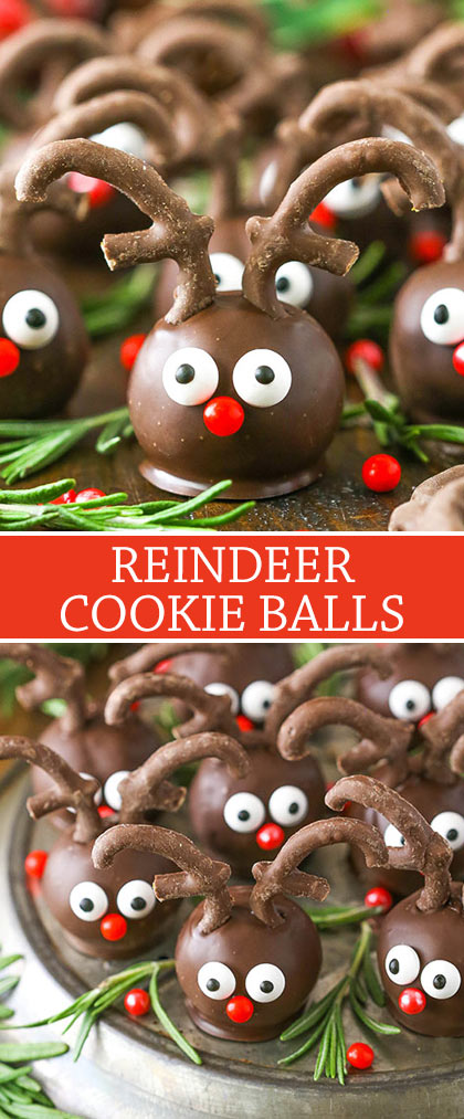Reindeer Cookie Balls collage for Pinterest