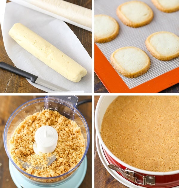 collage of making shortbread crust