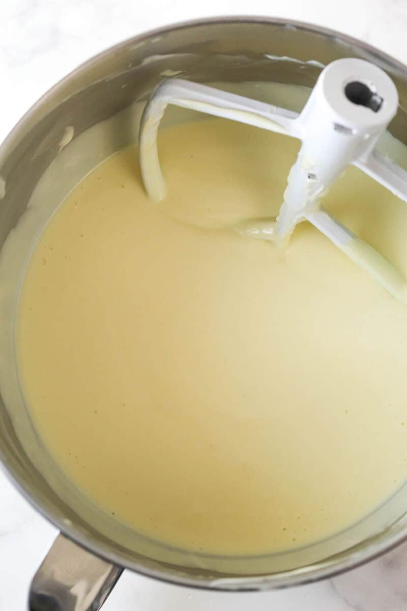 final cheesecake batter after adding eggs