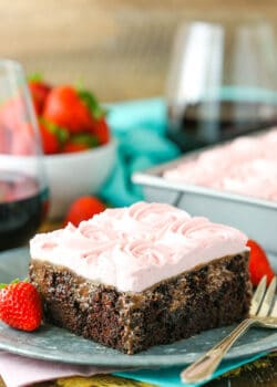 slice of Red Wine Chocolate Poke Cake