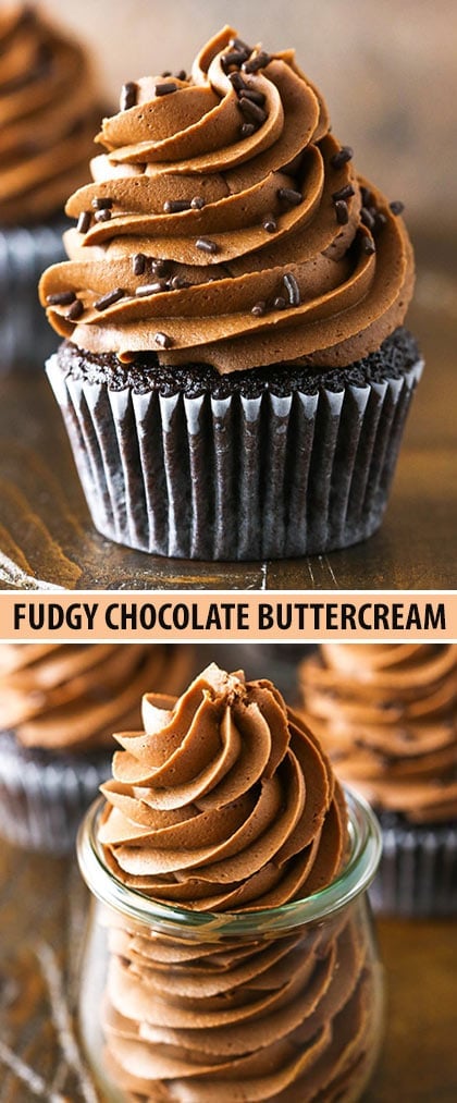 Collage of Fudgy Chocolate Buttercream Frosting