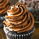 Fudgy Chocolate Buttercream Frosting on cupcake