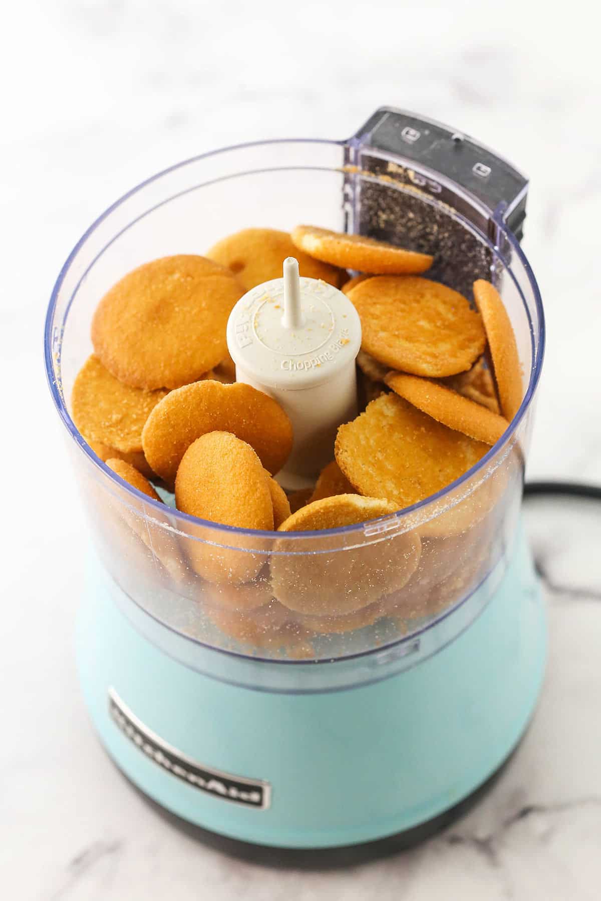 Nilla wafer cookies in a food processor