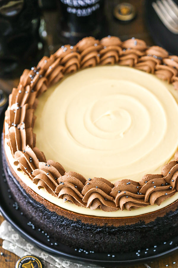 full guinness chocolate cheesecake from above