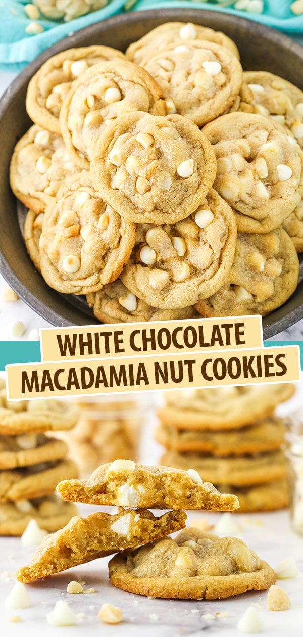 Pinterest image White Chocolate Macadamia Nut Cookies