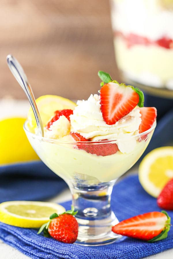 scoop of trifle in a dish