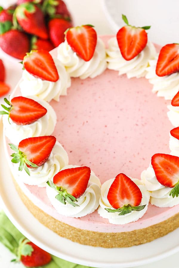 full cheesecake overhead shot