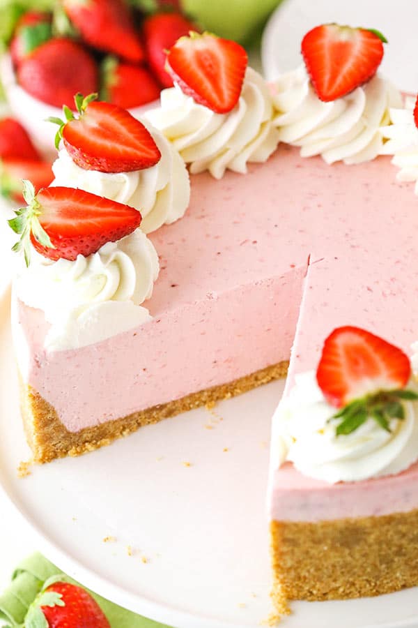 Cheesecake with a slice cut out