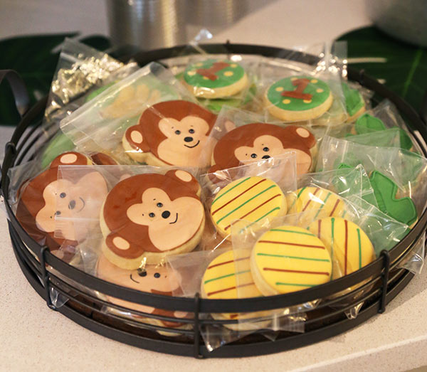 Packaged Monkey Sugar Cookies, Leaf Sugar Cookies and Yellow Striped Sugar Cookies