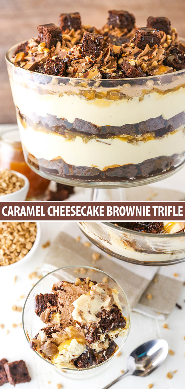 Caramel Cheesecake Brownie Trifle Collage