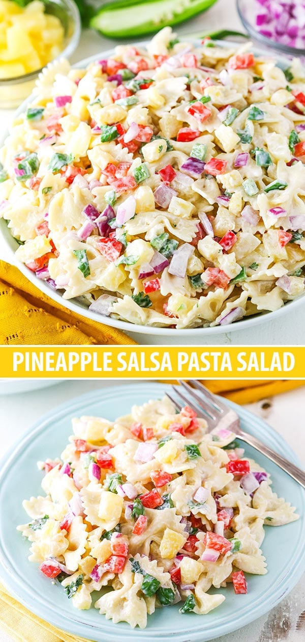 Pineapple Salsa Pasta Salad collage