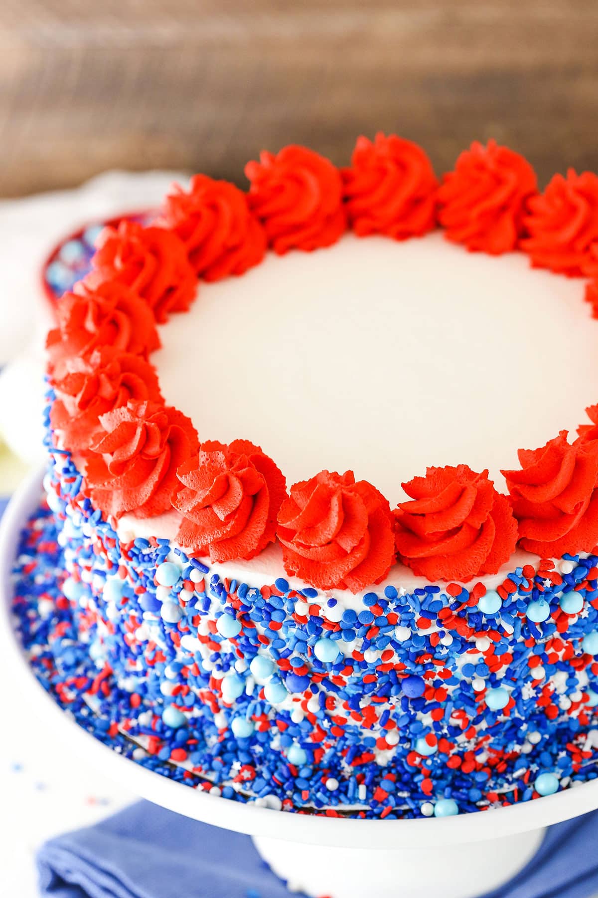 Fourth of july ice cream cake with festive sprinkles.