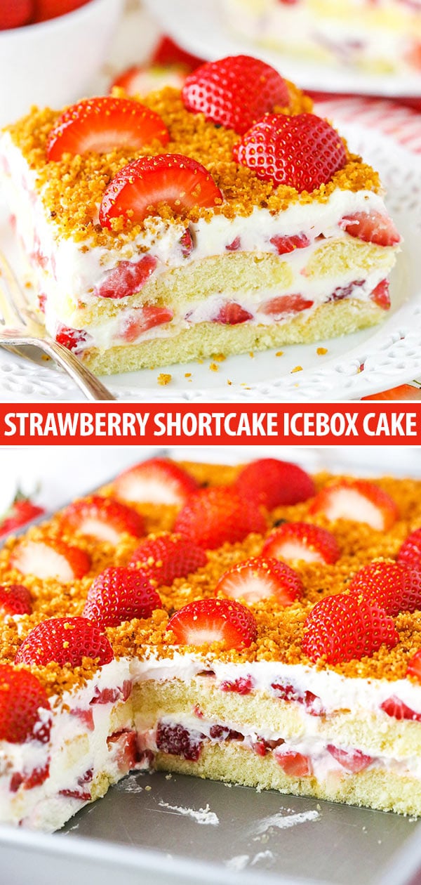 strawberry shortcake icebox cake collage