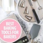 A Food Scale and Other Baking Tools Laid Out on a Marble Counter