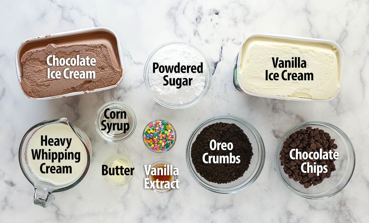 Ingredients for homemade ice cream cake