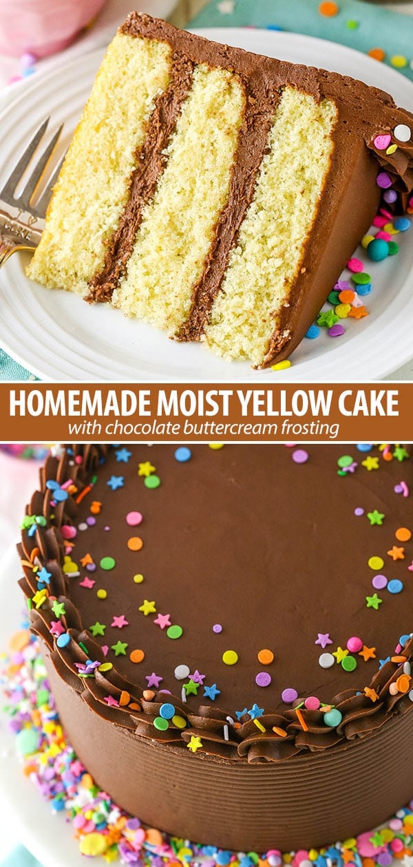 Moist Yellow Cake with Chocolate Frosting