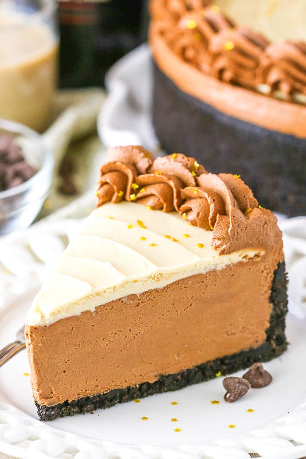 No Bake Baileys Chocolate Cheesecake slice