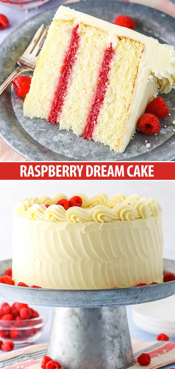 Raspberry Dream Cake collage