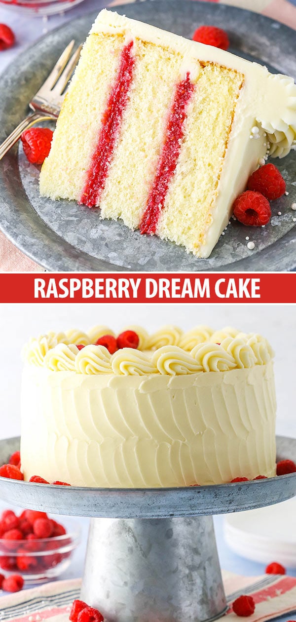 Raspberry Dream Cake | Easy Vanilla Cake with Raspberry Filling